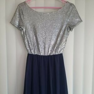 Juniors navy and silver sequin dress size small